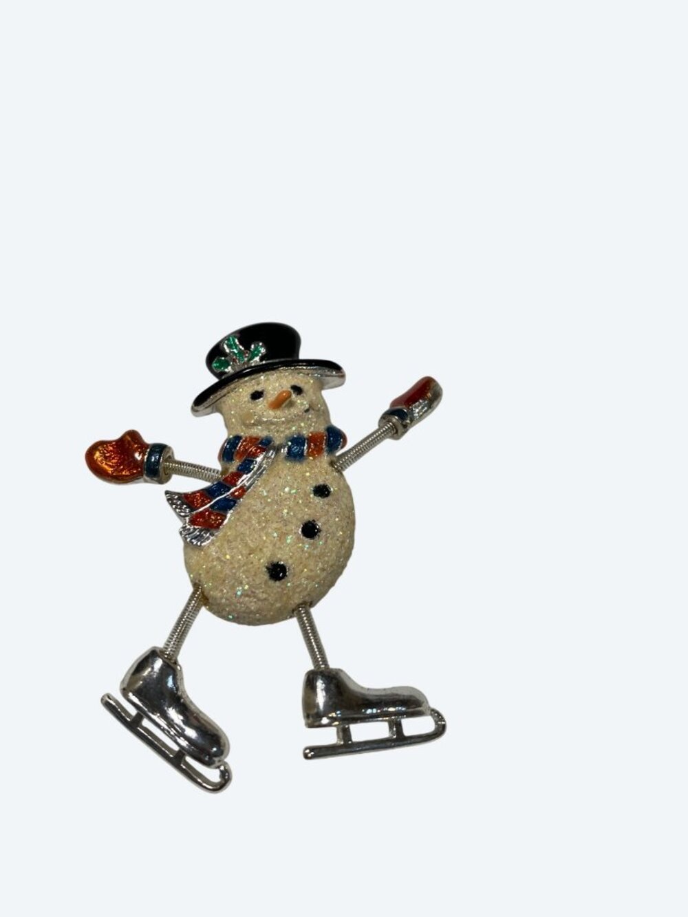 DANECRAFT Snowman Trembler Brooch Wiggling Spring Arms Legs Silver Tone Vintage - Picture 6 of 8